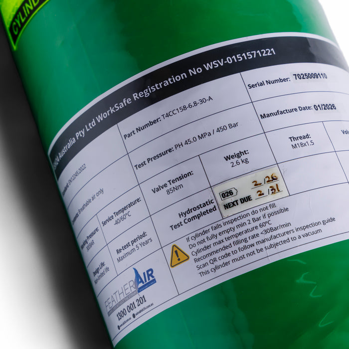 FeatherAir by ISH24 — 6.8L Type 4 Lightweight Carbon Fibre Breathing Apparatus Cylinder
